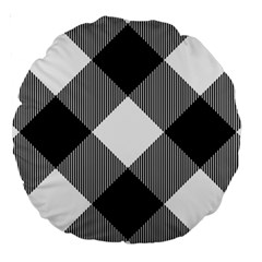 Black And White Diagonal Plaids Large 18  Premium Round Cushions