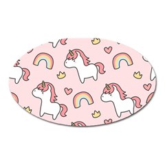 Cute-unicorn-rainbow-seamless-pattern-background Oval Magnet