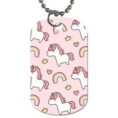 Cute-unicorn-rainbow-seamless-pattern-background Dog Tag (one Side) by Wegoenart