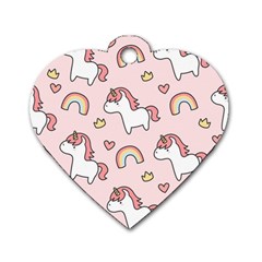 Cute-unicorn-rainbow-seamless-pattern-background Dog Tag Heart (Two Sides)