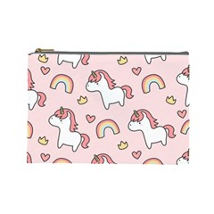 Cute-unicorn-rainbow-seamless-pattern-background Cosmetic Bag (Large)