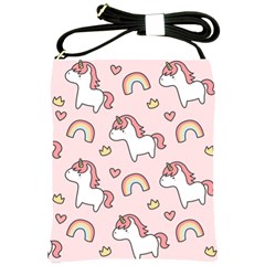 Cute-unicorn-rainbow-seamless-pattern-background Shoulder Sling Bag by Wegoenart