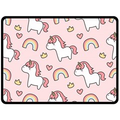 Cute-unicorn-rainbow-seamless-pattern-background Double Sided Fleece Blanket (large)  by Wegoenart