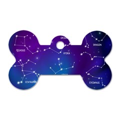 Realistic Night Sky With Constellation Dog Tag Bone (two Sides) by Wegoenart