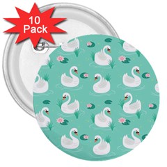 Elegant Swan Seamless Pattern 3  Buttons (10 Pack)  by Wegoenart
