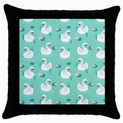 Elegant Swan Seamless Pattern Throw Pillow Case (black) by Wegoenart