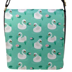 Elegant Swan Seamless Pattern Flap Closure Messenger Bag (s) by Wegoenart