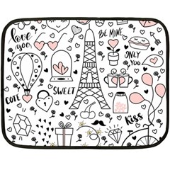 Big Collection With Hand Drawn Object Valentine Day Fleece Blanket (mini) by Wegoenart