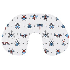 Insect Icon Seamless Pattern Travel Neck Pillow by Wegoenart