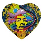 Psychedelic Rock Jimi Hendrix Ornament (Heart) Front