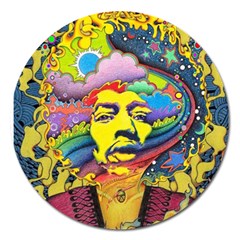 Psychedelic Rock Jimi Hendrix Magnet 5  (round)