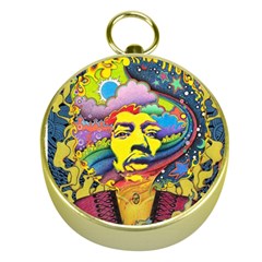 Psychedelic Rock Jimi Hendrix Gold Compasses by Jancukart