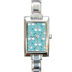 Elegant Swan Pattern Design Rectangle Italian Charm Watch by Wegoenart