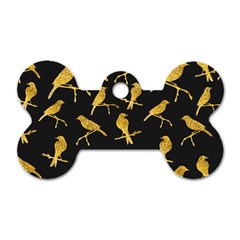 Background-with-golden-birds Dog Tag Bone (one Side) by Wegoenart