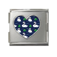 Swan Pattern Elegant Design Mega Link Heart Italian Charm (18mm) by Wegoenart