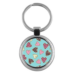 Seamless-pattern-with-heart-shaped-cookies-with-sugar-icing Key Chain (round) by Wegoenart
