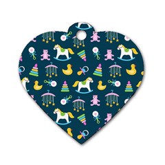 Cute Babies Toys Seamless Pattern Dog Tag Heart (two Sides) by Wegoenart