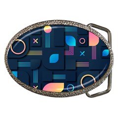 Gradient Geometric Shapes Dark Background Belt Buckles by Wegoenart