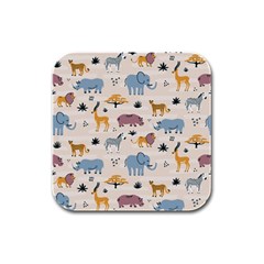 Wild-animals-seamless-pattern Rubber Square Coaster (4 Pack)