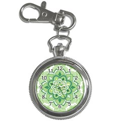 Floral-green-mandala-white Key Chain Watches by Wegoenart