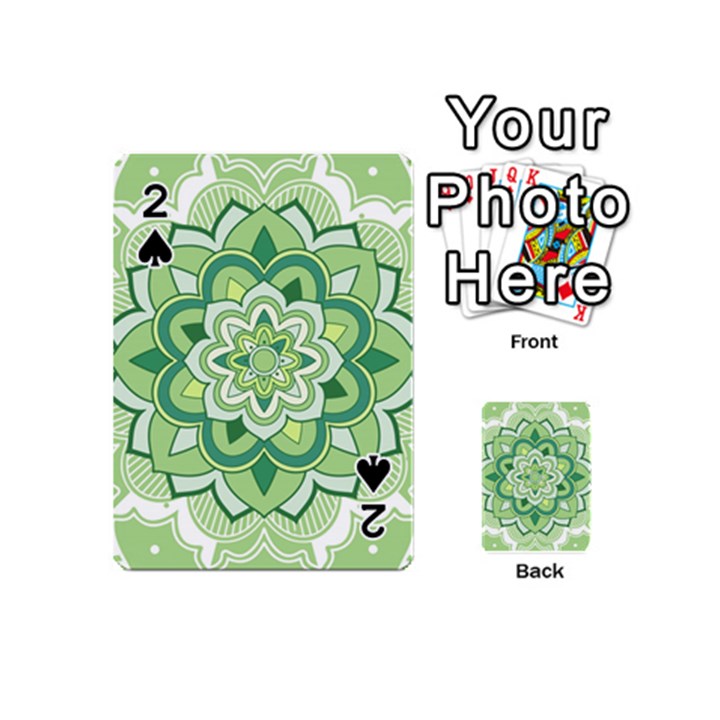 Floral-green-mandala-white Playing Cards 54 Designs (Mini)