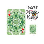 Floral-green-mandala-white Playing Cards 54 Designs (Mini) Front - Heart3