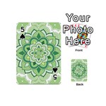 Floral-green-mandala-white Playing Cards 54 Designs (Mini) Front - Spade5