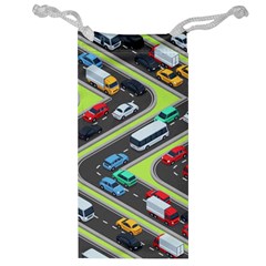 Urban Cars Seamless Texture Isometric Roads Car Traffic Seamless Pattern With Transport City Vector Jewelry Bag by Wegoenart