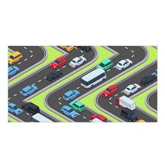 Urban Cars Seamless Texture Isometric Roads Car Traffic Seamless Pattern With Transport City Vector Satin Shawl 45  X 80  by Wegoenart