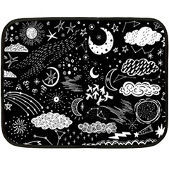 Vector-set-sketch-drawn-with-space Double Sided Fleece Blanket (mini)  by Wegoenart