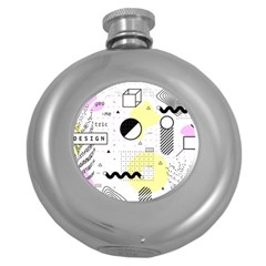 Graphic-design-geometric-background Round Hip Flask (5 Oz) by Wegoenart