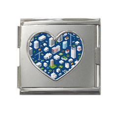 Isometric-seamless-pattern-megapolis Mega Link Heart Italian Charm (18mm) by Wegoenart