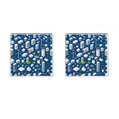 Isometric-seamless-pattern-megapolis Cufflinks (square) by Wegoenart