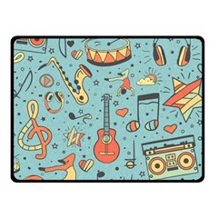 Seamless-pattern-musical-instruments-notes-headphones-player Fleece Blanket (small) by Wegoenart