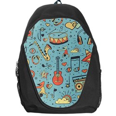 Seamless-pattern-musical-instruments-notes-headphones-player Backpack Bag by Wegoenart