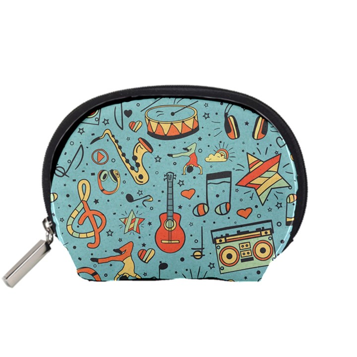 Seamless-pattern-musical-instruments-notes-headphones-player Accessory Pouch (Small)