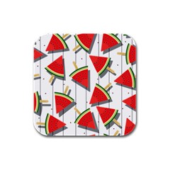 Watermelon Popsicle   Rubber Square Coaster (4 Pack) by ConteMonfrey