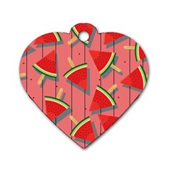 Red Watermelon Popsicle Dog Tag Heart (one Side) by ConteMonfrey