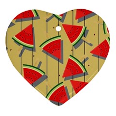 Pastel Watermelon Popsicle Heart Ornament (Two Sides)
