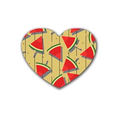 Pastel Watermelon Popsicle Rubber Coaster (Heart)