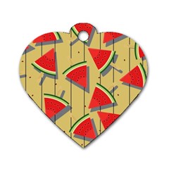 Pastel Watermelon Popsicle Dog Tag Heart (One Side)