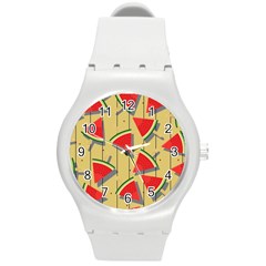 Pastel Watermelon Popsicle Round Plastic Sport Watch (M)