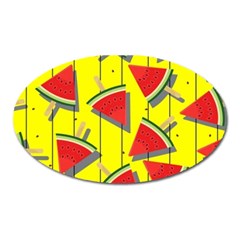 Yellow Watermelon Popsicle  Oval Magnet by ConteMonfrey