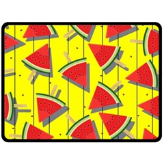 Yellow Watermelon Popsicle  Fleece Blanket (large)  by ConteMonfrey