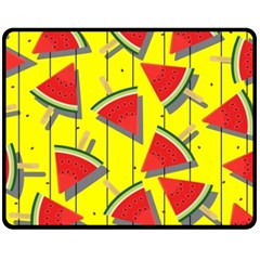 Yellow Watermelon Popsicle  Double Sided Fleece Blanket (medium) 