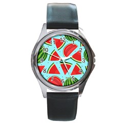 Blue Watermelon Round Metal Watch by ConteMonfrey