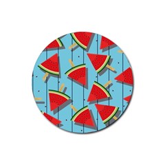 Blue Watermelon Popsicle  Rubber Coaster (round) by ConteMonfrey