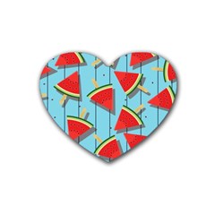 Blue Watermelon Popsicle  Rubber Coaster (heart) by ConteMonfrey