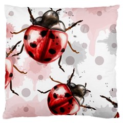 Ladybugs-pattern-texture-watercolor Large Flano Cushion Case (one Side) by Wegoenart
