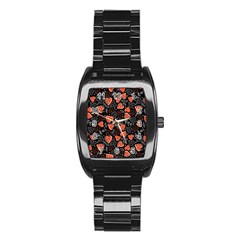 Seamless-vector-pattern-with-watermelons-hearts-mint Stainless Steel Barrel Watch